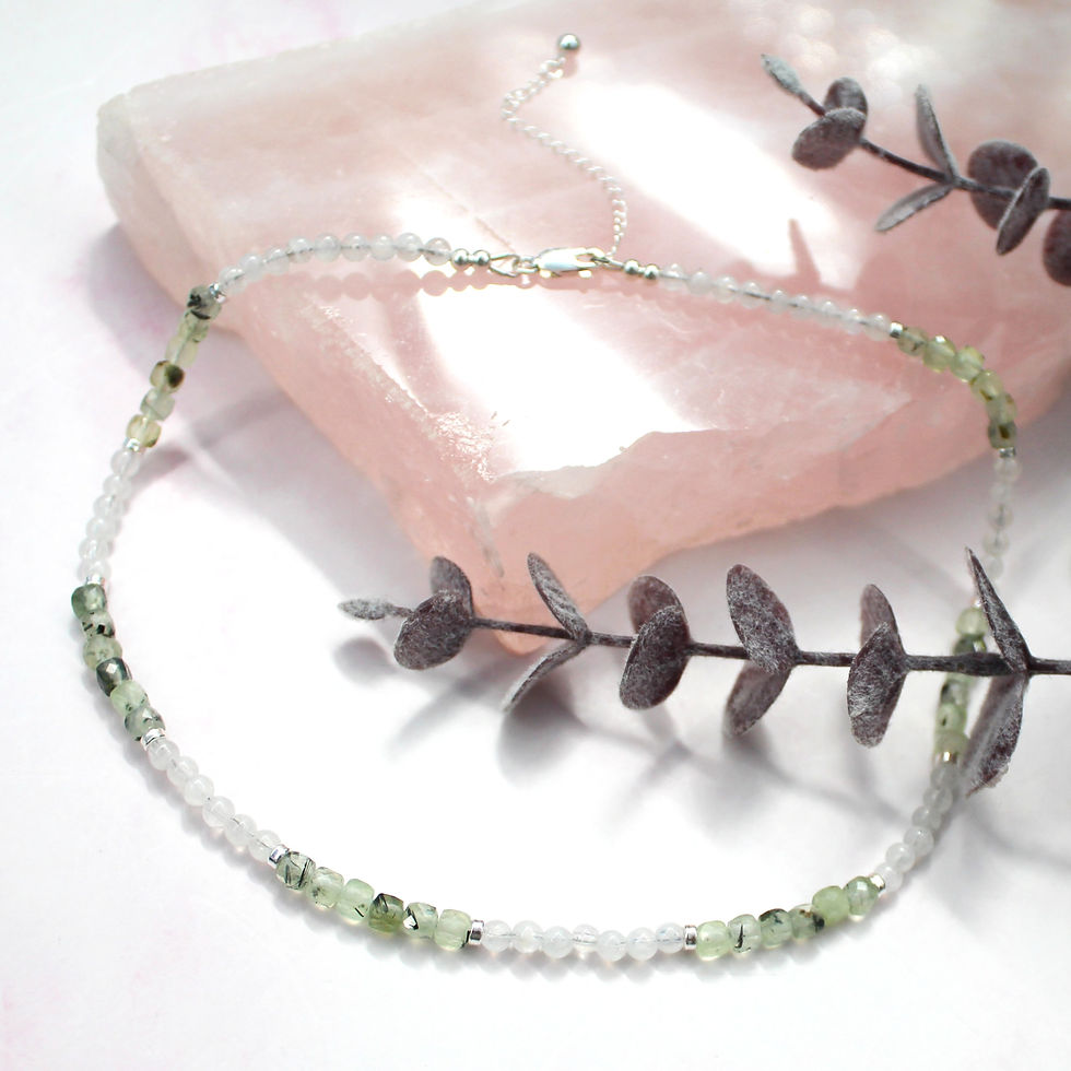 Thumbnail: Rainbow Moonstone & Prehnite Choker Necklace