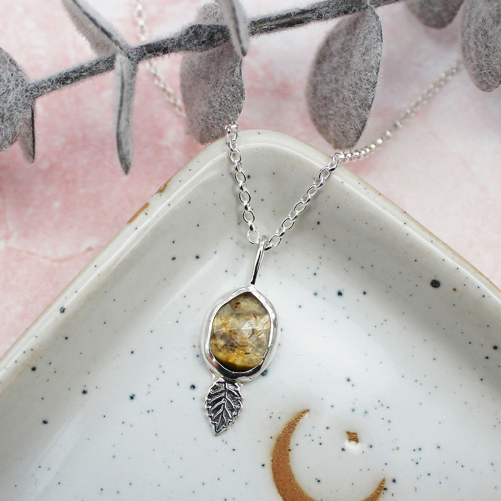 Thumbnail: Tourmaline Leaf Sterling Silver Necklace