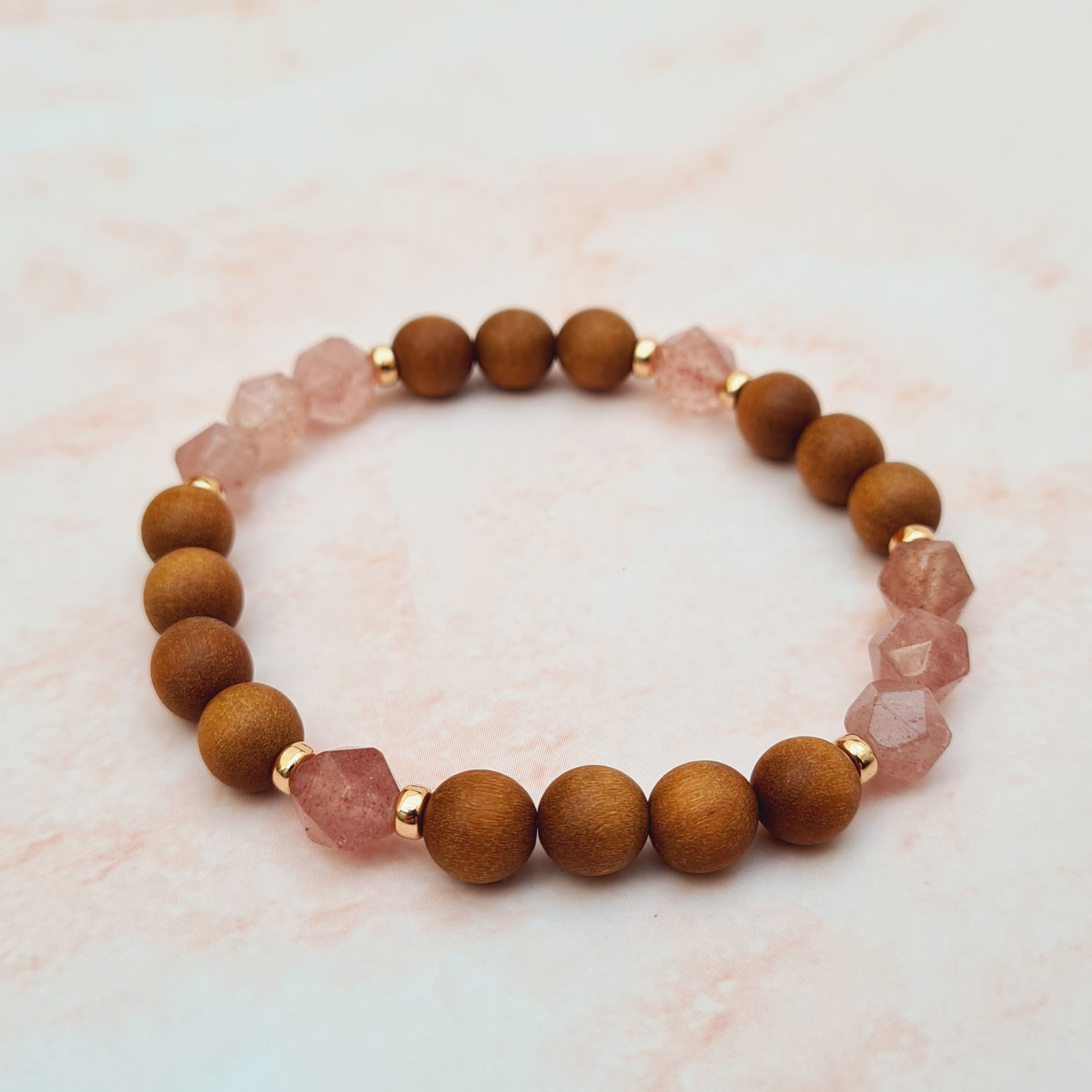 Sandalwood & Strawberry Quartz Diffuser Bracelet