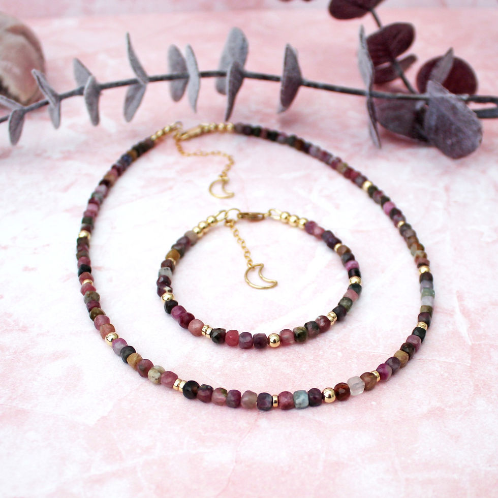Thumbnail: Mixed Tourmaline Gold Filled Necklace