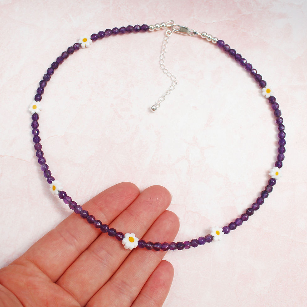Thumbnail: Amethyst Daisy Necklace - MTO
