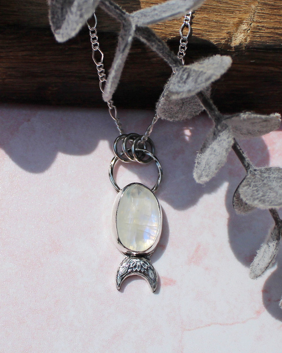 Thumbnail: Moonstone Moon Sterling Silver Necklace