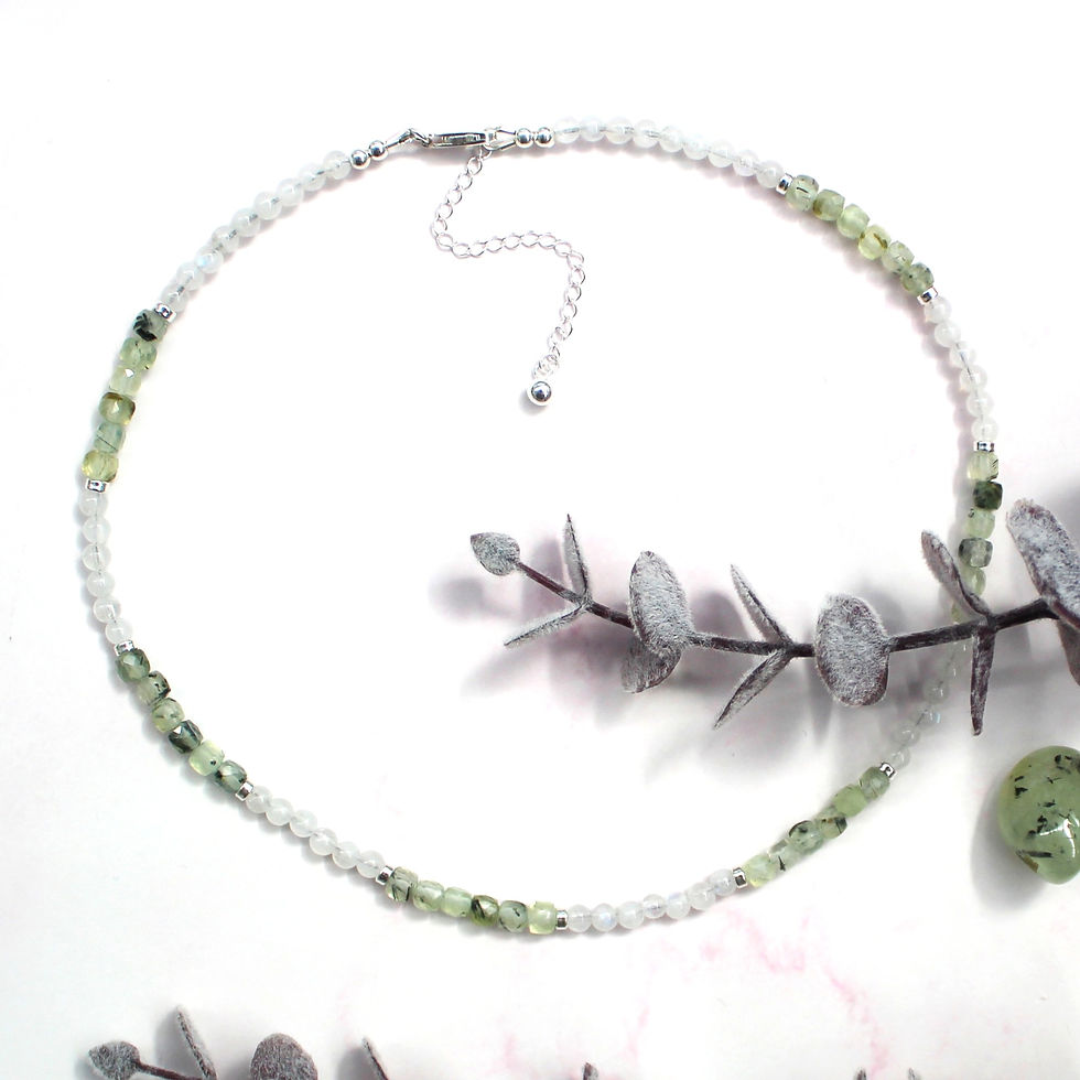 Thumbnail: Rainbow Moonstone & Prehnite Choker Necklace