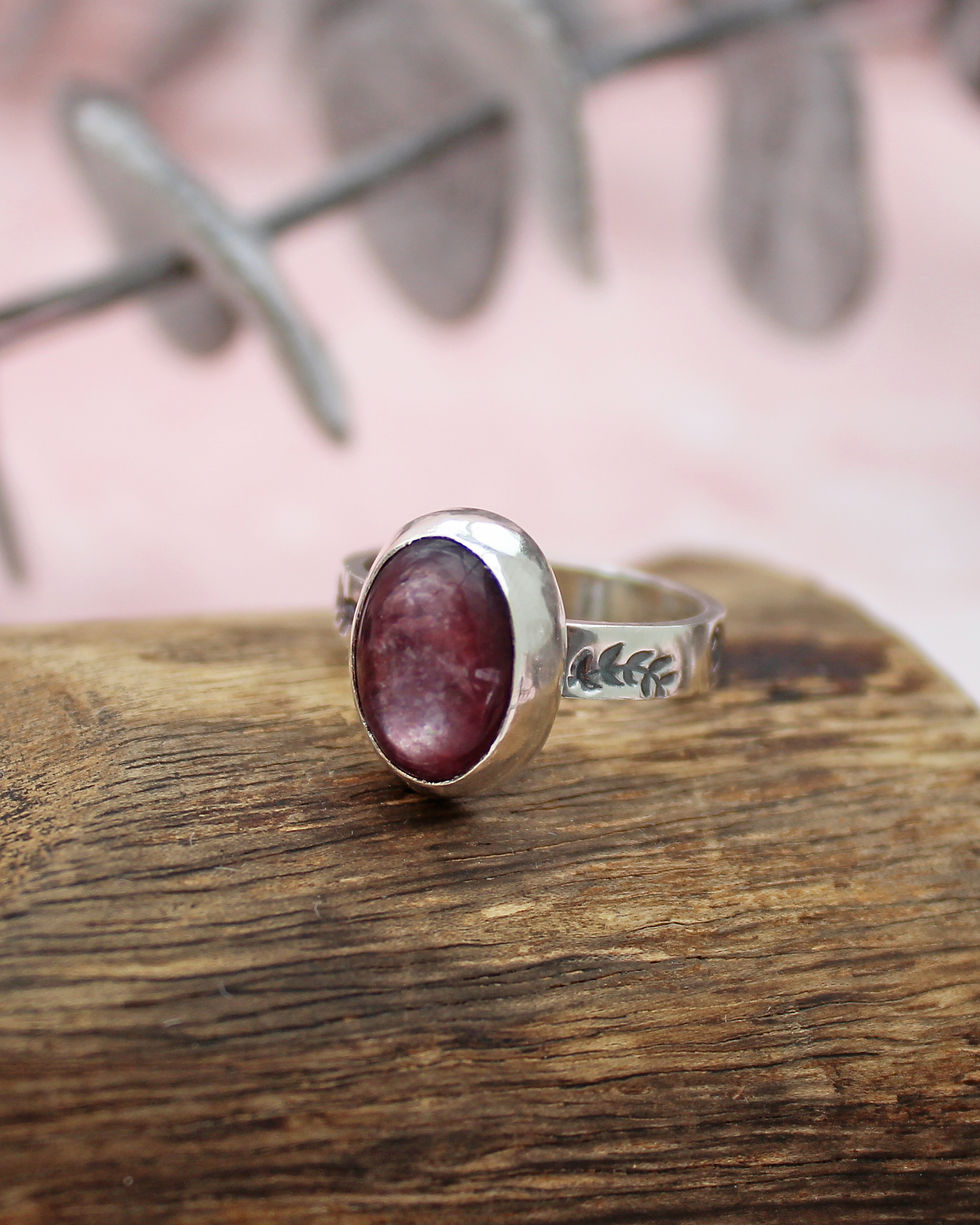Thumbnail: Lepidolite Sterling Silver Ring "Made To Order"