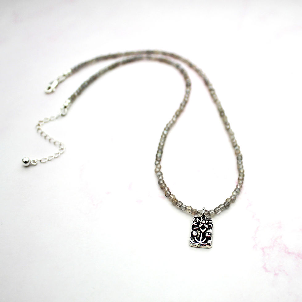 Thumbnail: Labradorite Lotus Flower Necklace - MTO