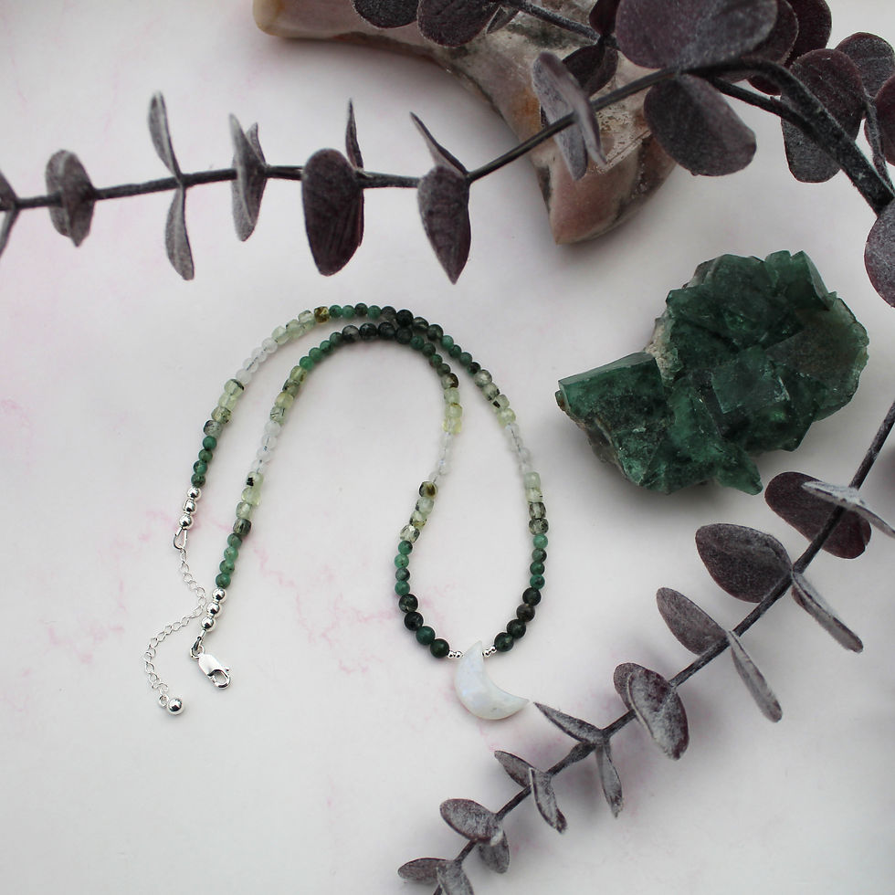 Thumbnail: Ombre Moon Goddess Necklace - Green Crystal Mix