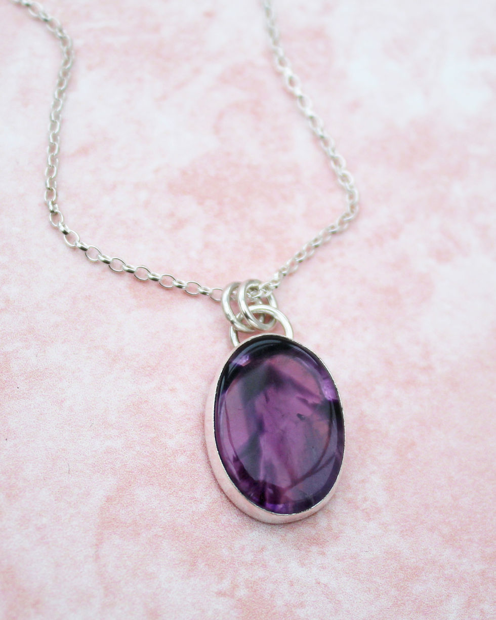 Thumbnail: Trapiche Amethyst Sterling Silver Necklace