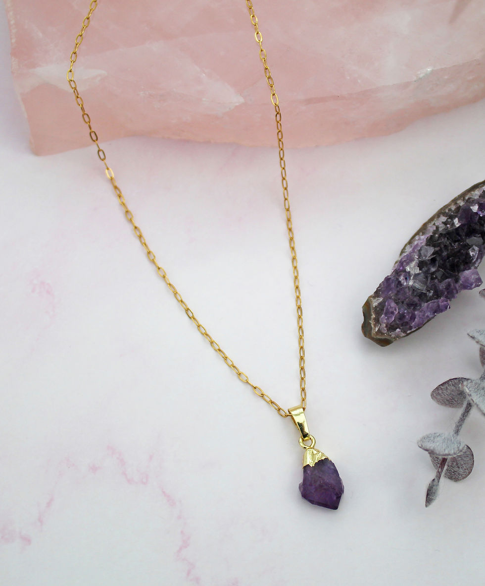 Thumbnail: Raw Amethyst Cable Chain Necklace | Gold Filled