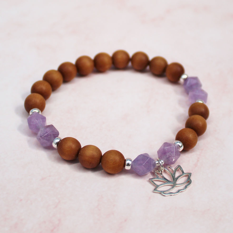 Sandalwood & Lavender Amethyst Lotus Charm Diffuser Bracelet