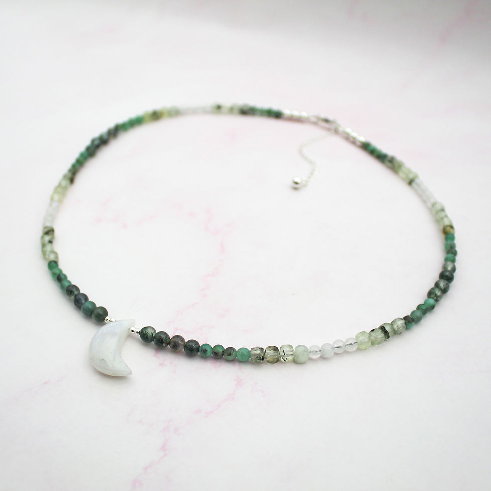 Thumbnail: Ombre Moon Goddess Necklace - Green Crystal Mix