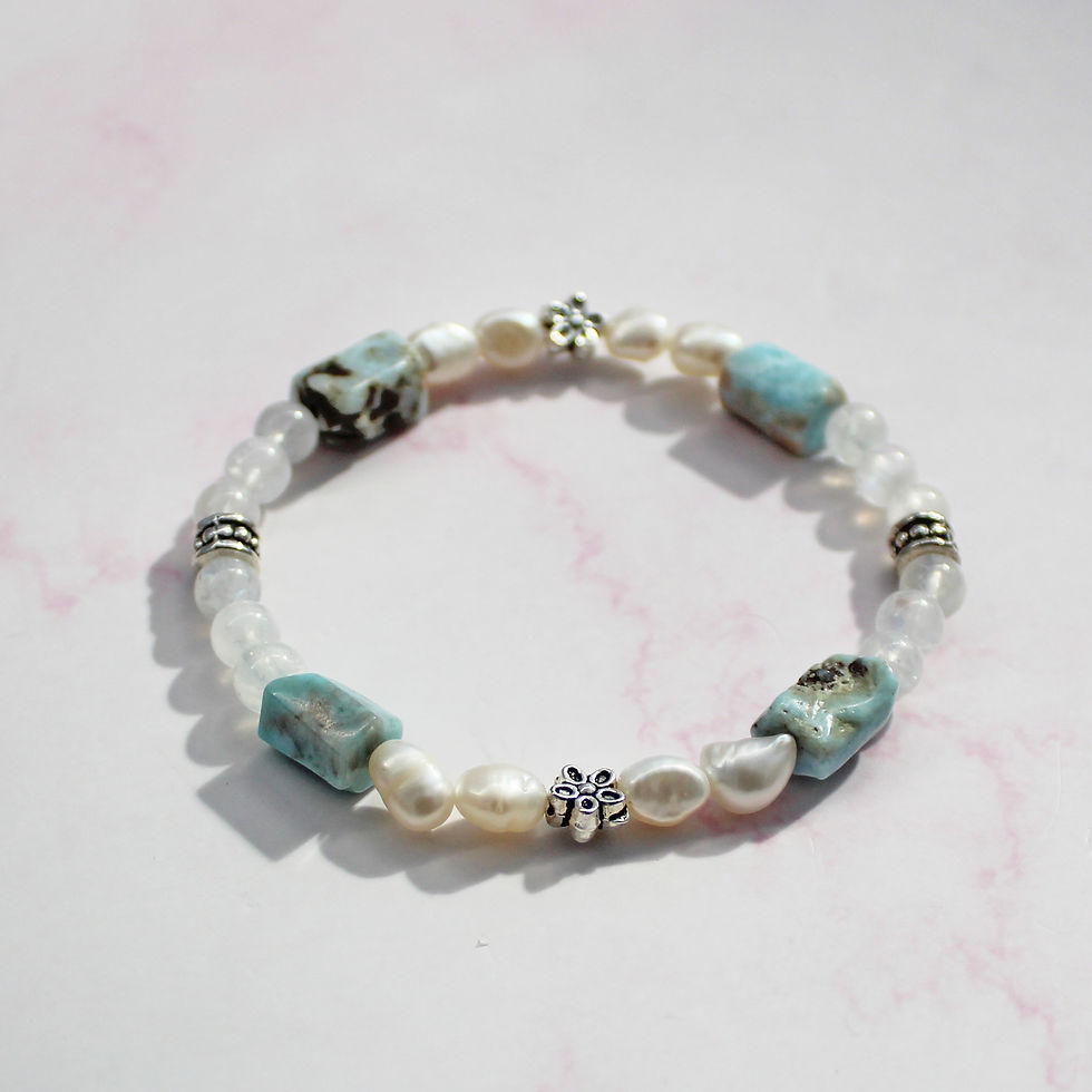 Thumbnail: Larimar, Moonstone and Pearl Bracelet