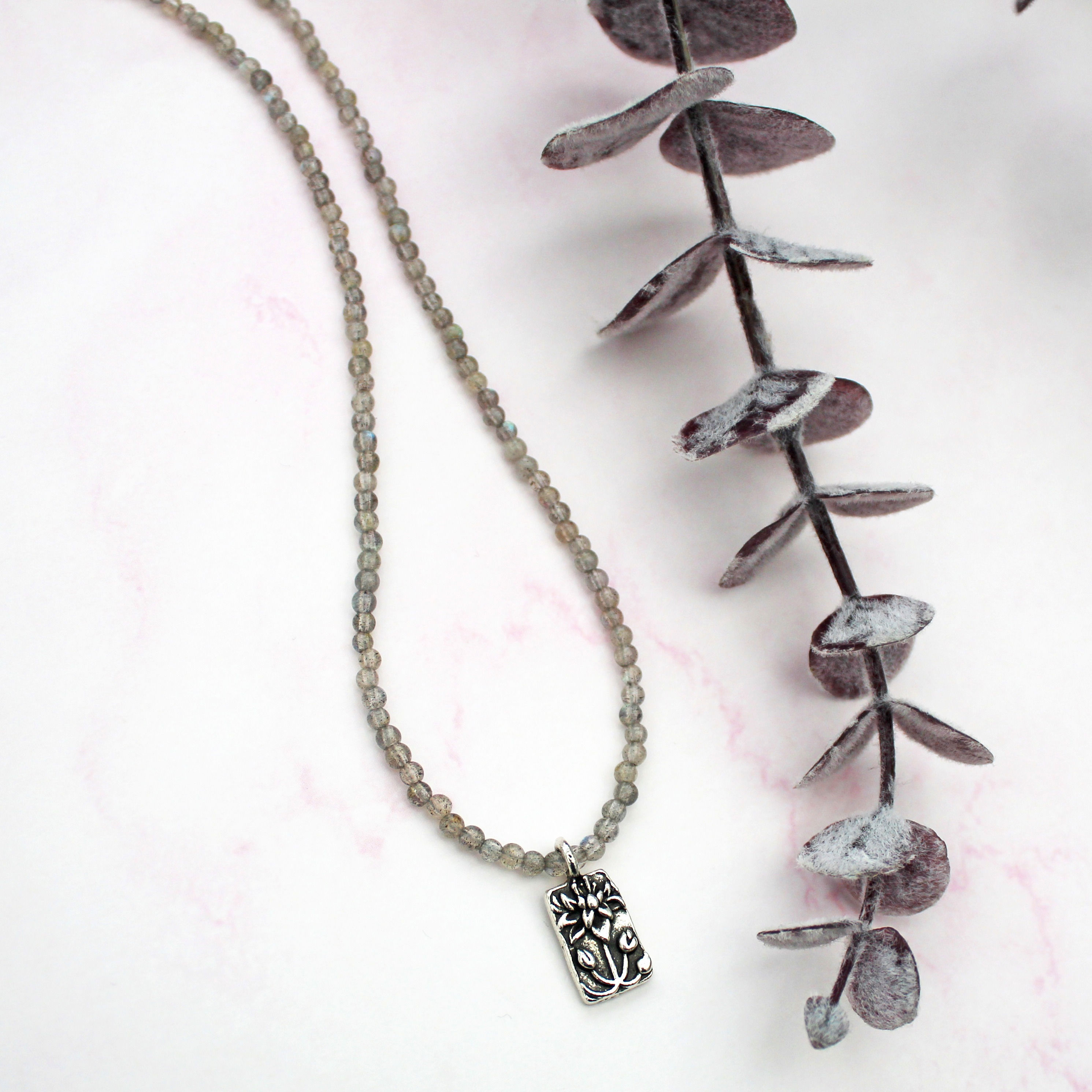 Labradorite Lotus Flower Necklace - MTO