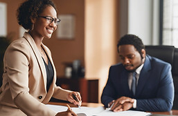A paralegal and lawyer working together. have other people in the back ground..jpg