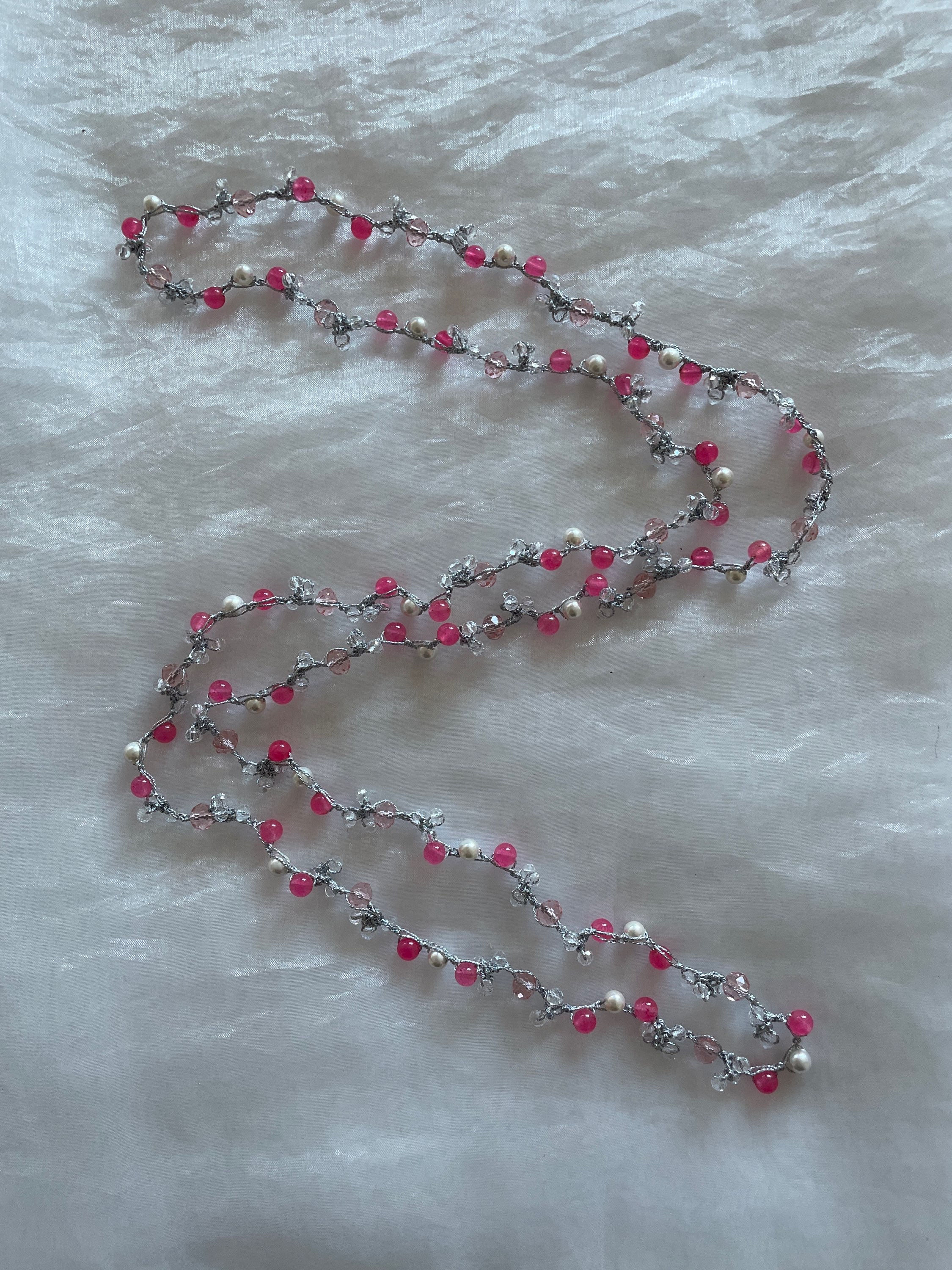 Handgehäkelt rosa /grau/pink