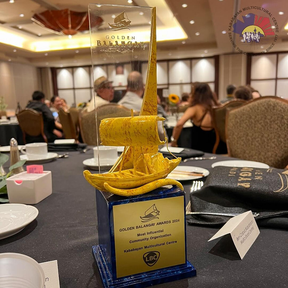A photo of the trophy won during the Golden Balanggay Awards