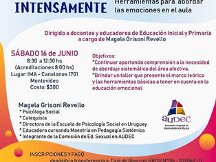 Taller dirigido a docentes y educadores de Educación Inicial y Primaria