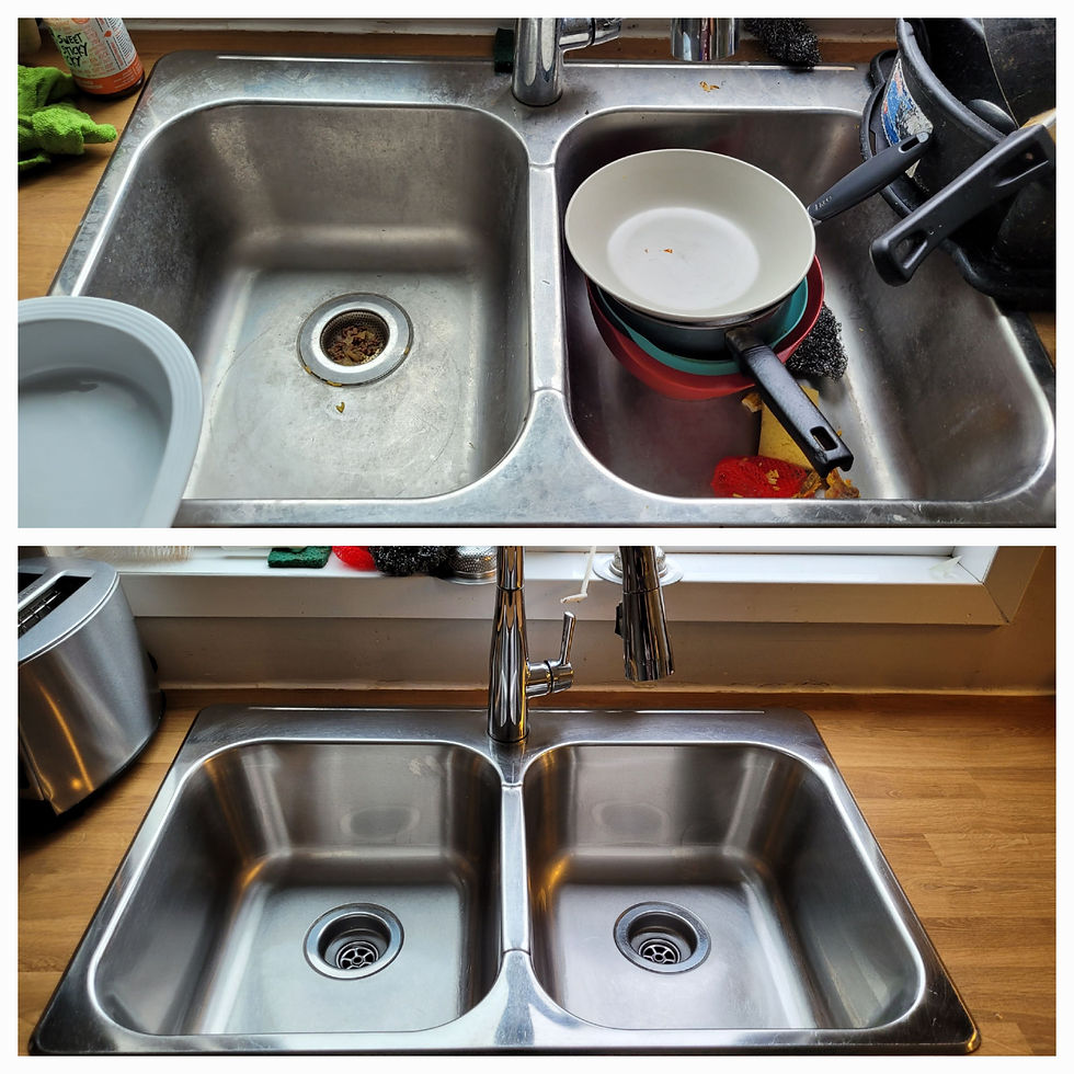 Before and after kitchen sink cleaning