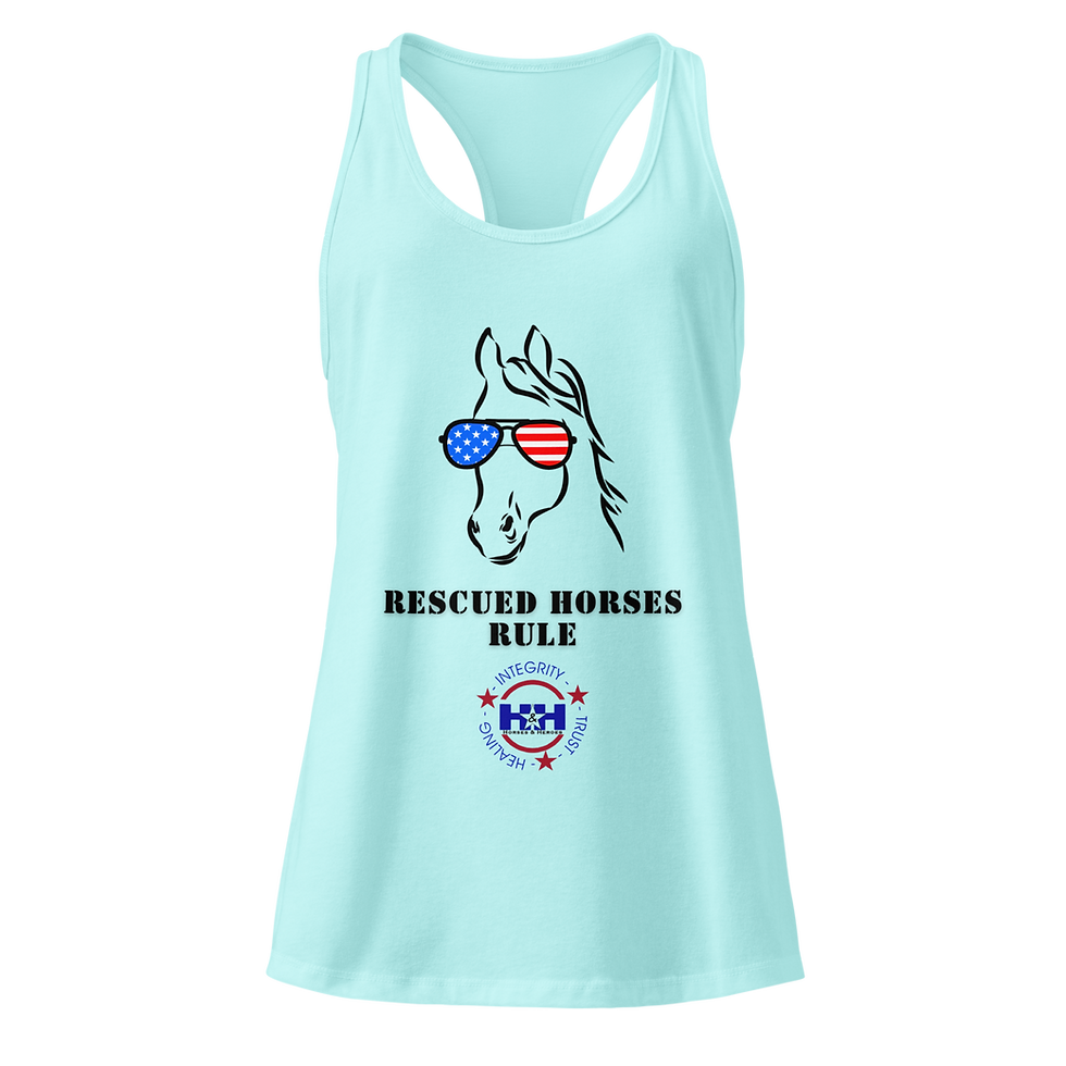 Thumbnail: Women’s Fitted Racerback Tank Top - Rescued Horses Rule