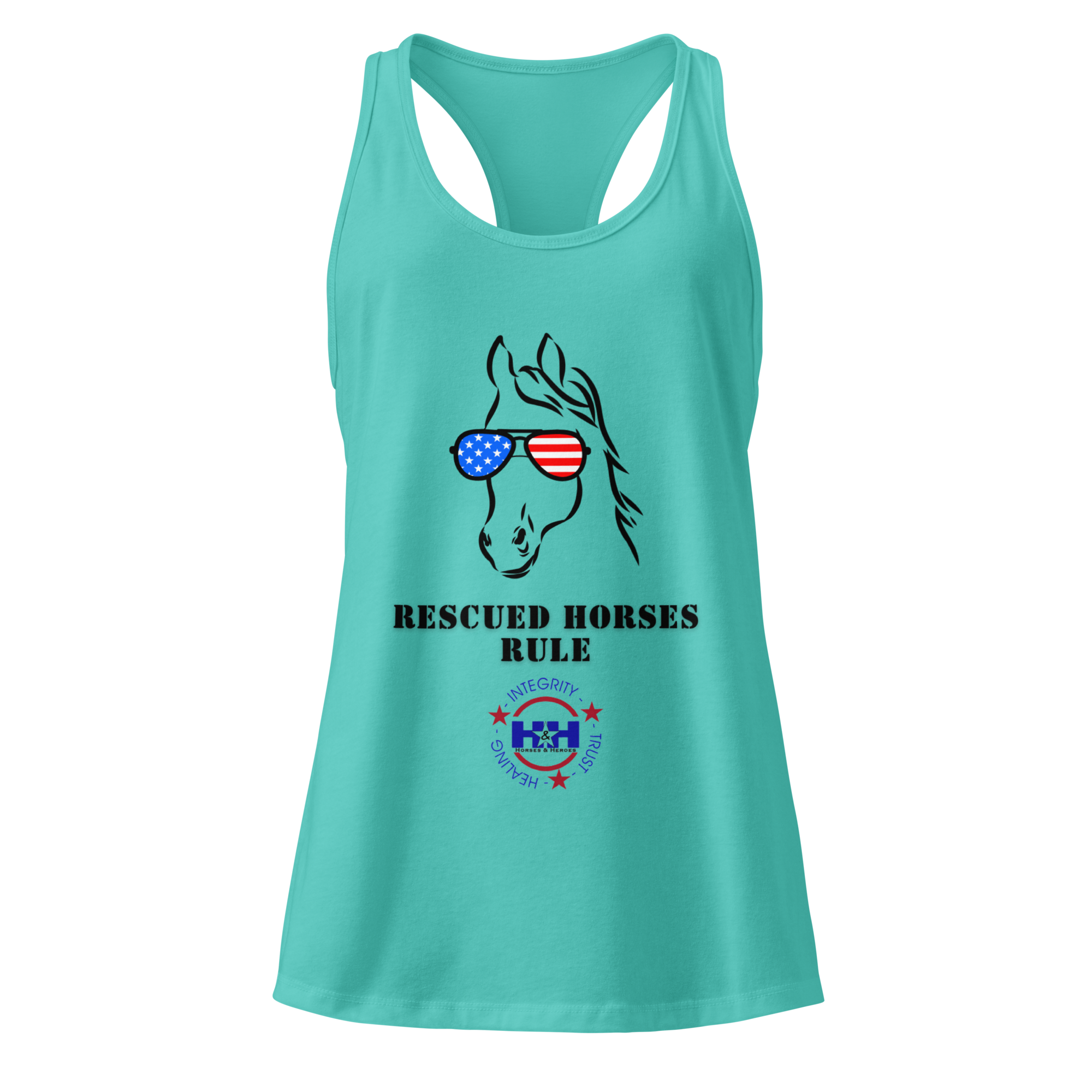 Women’s Fitted Racerback Tank Top - Rescued Horses Rule