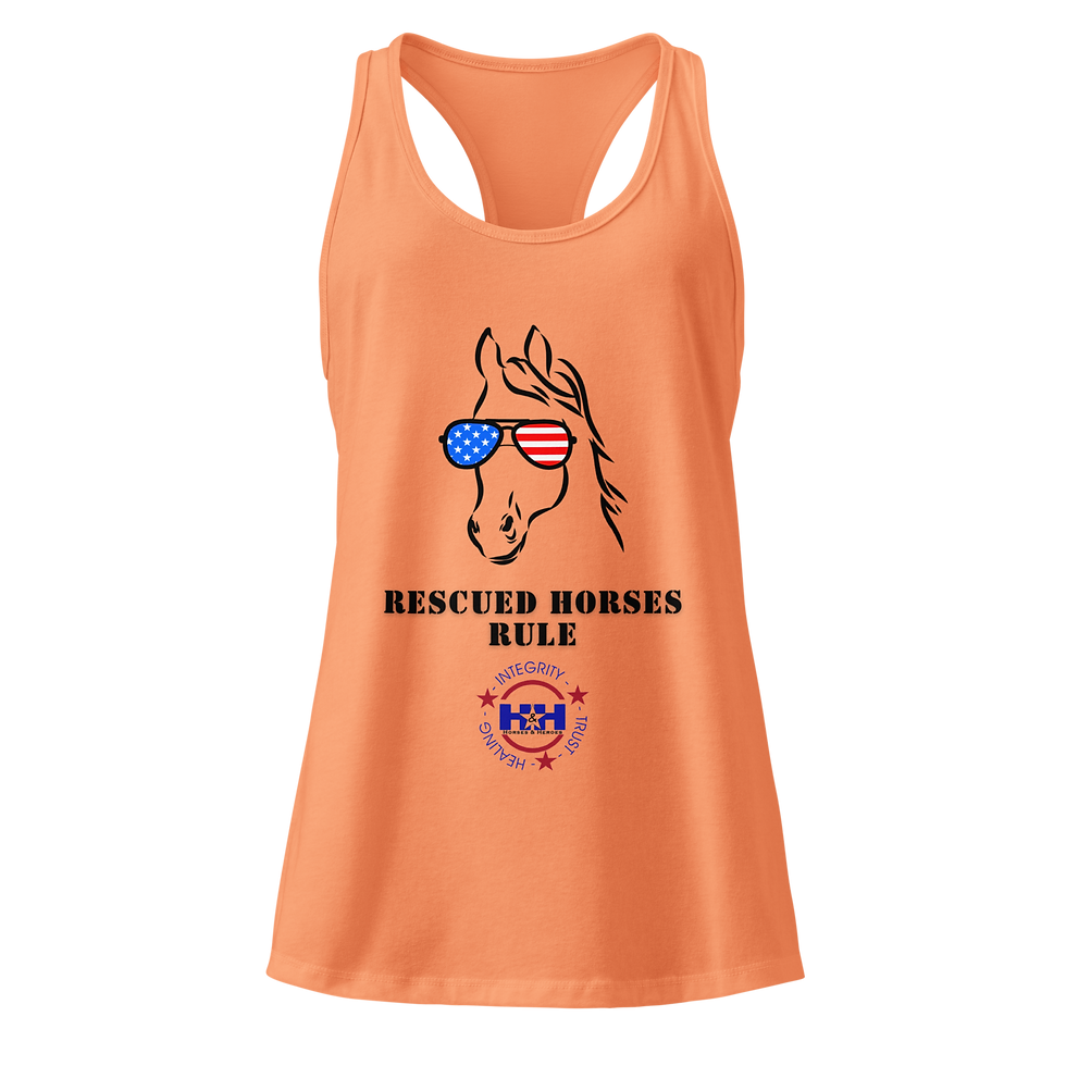 Thumbnail: Women’s Fitted Racerback Tank Top - Rescued Horses Rule
