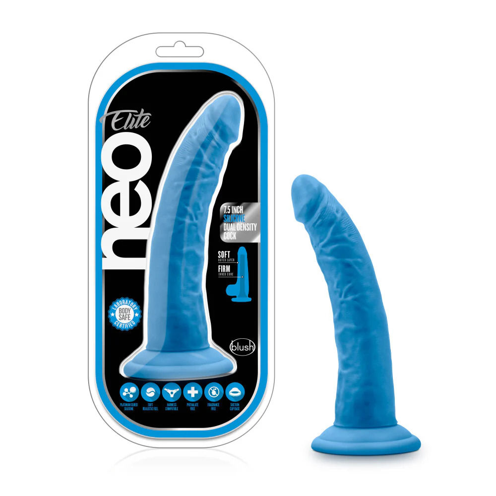 Neo Elite By Blush® | Neon Blue: 7.5-Inch Long Dildo