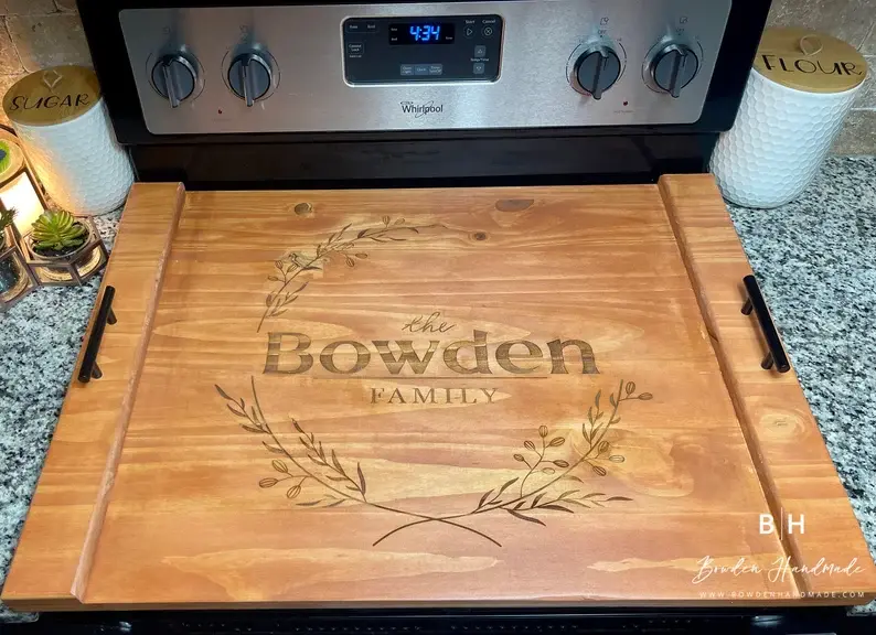 Thumbnail: Laser ENGRAVED Wood Stove Cover | Noodle Boards | Electric Stove Burner Cover |