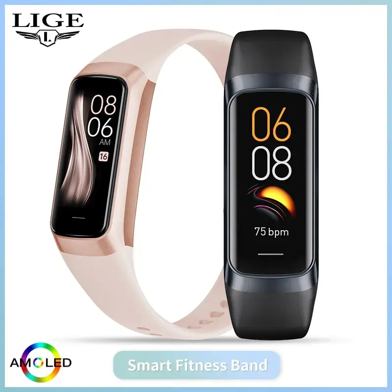 LIGE Amoled Smart Watch Men 2023 Smart Band Women Heart Rate Blood Smartwartch