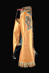 Copper chaps left quarter 25 Duncan Vezain Saddlery.jpg