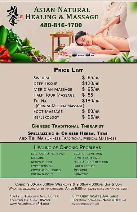 Chineses Medical Massage Service Pricing