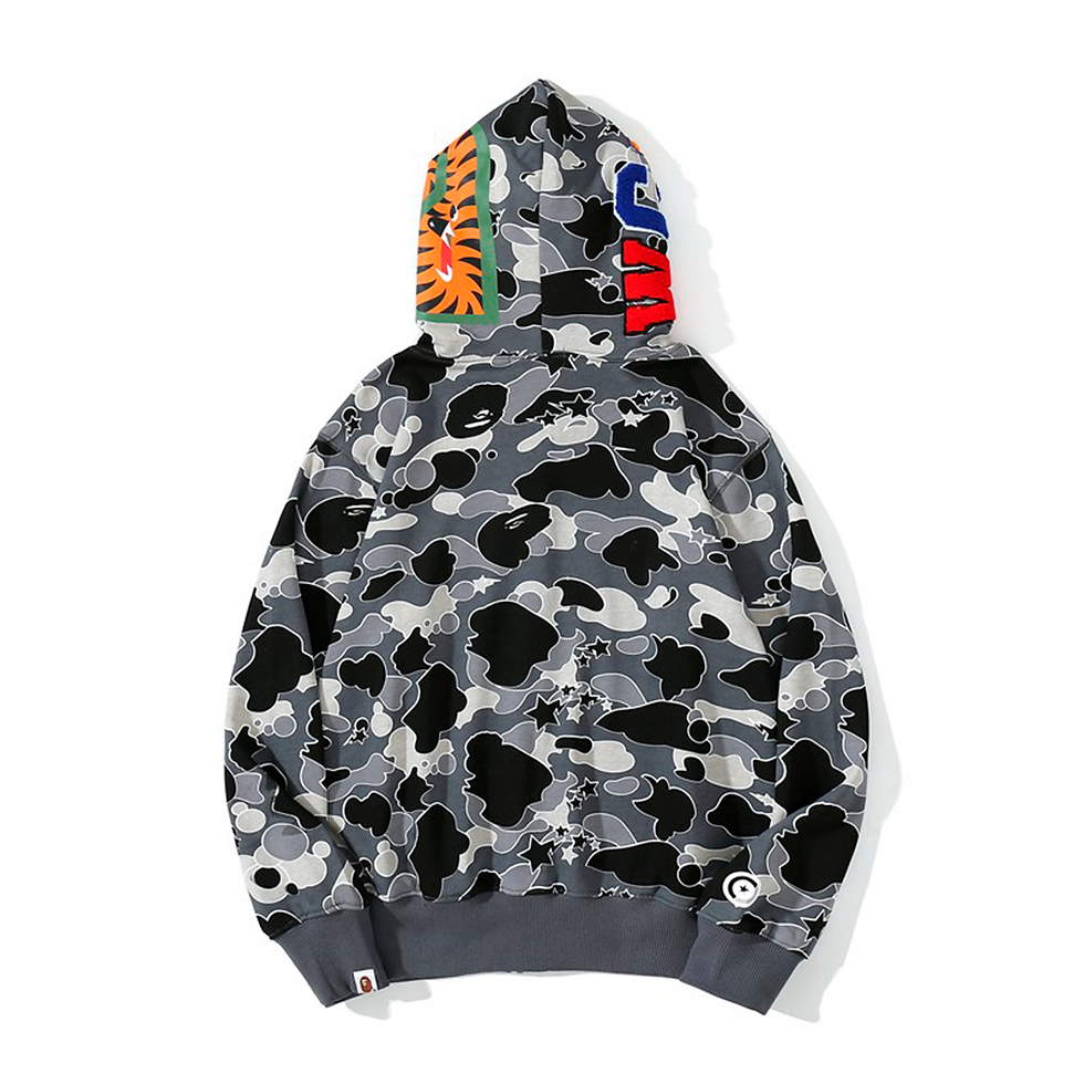 Thumbnail: BAPE LIGHT GRAY CAMO SHARK FULL ZIP HOODIE MENS