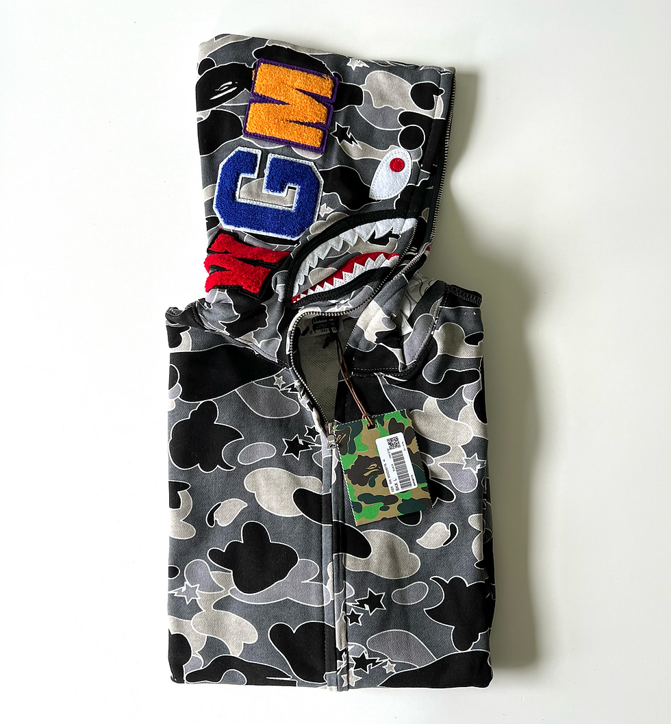 Thumbnail: BAPE LIGHT GRAY CAMO SHARK FULL ZIP HOODIE MENS