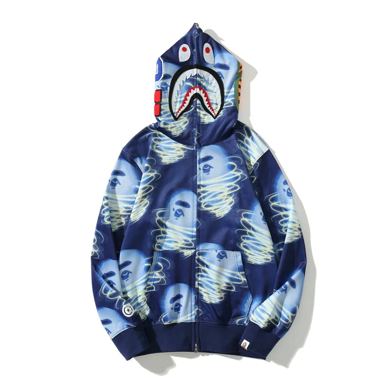 Thumbnail: BAPE STORM BLUE CAMO SHARK FULL ZIP HOODIE MENS