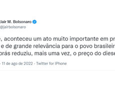 Bolsonaro anuncia nova redução no preço do diesel A