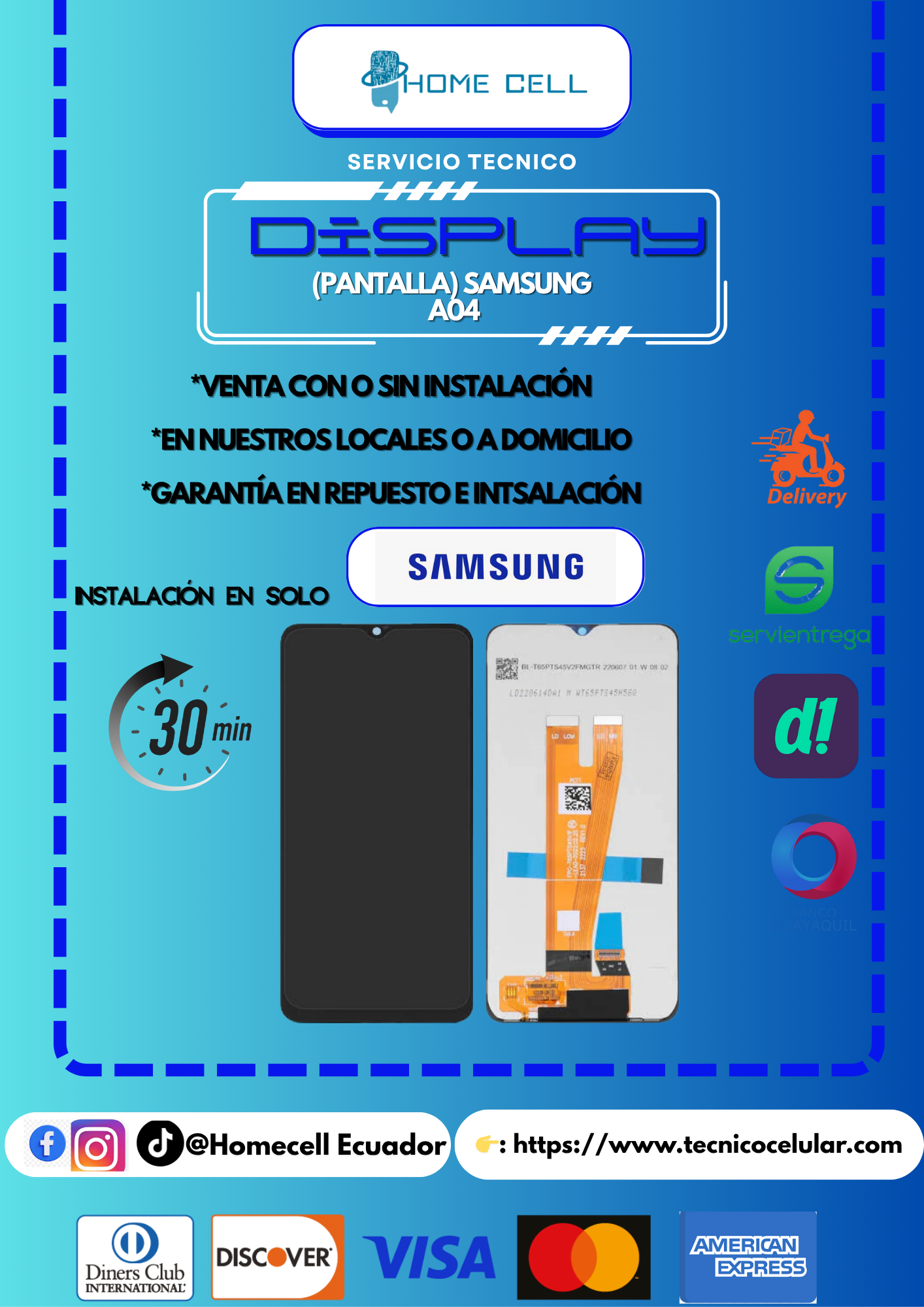 Display Samsung Galaxy A04 Original Pantalla LCD Touch