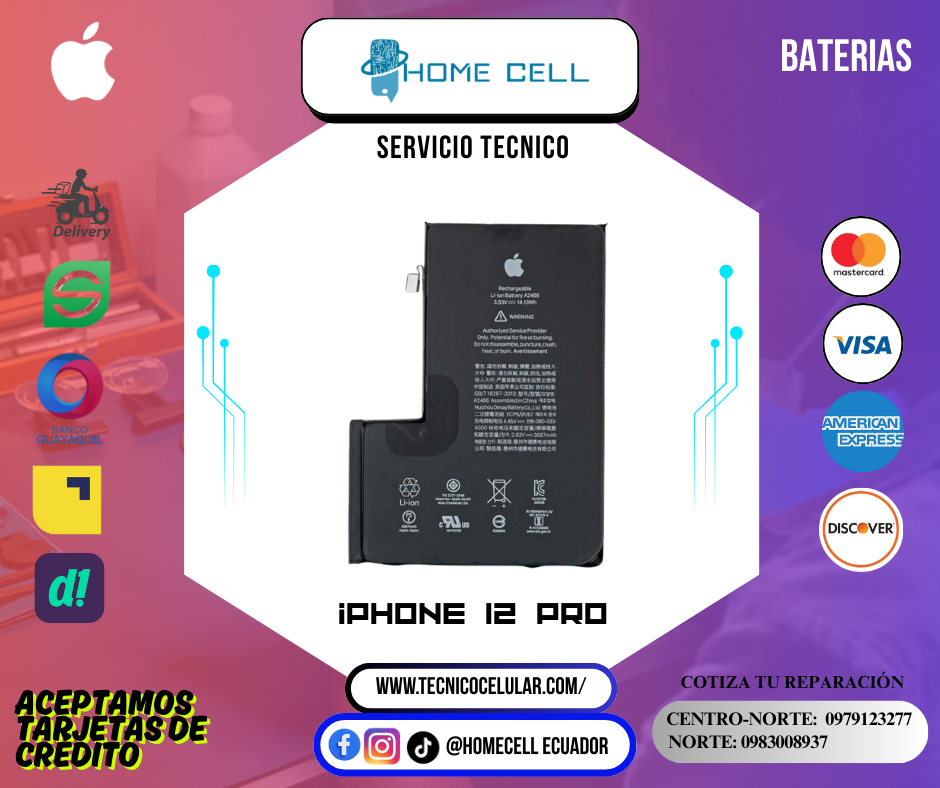 BATERÍA - APPLE - IPHONE 12 PRO - ORIGINAL