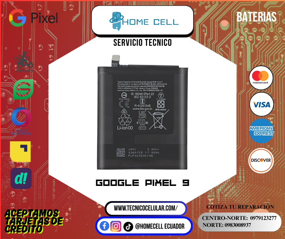 BATERÍA - GOOGLE PIXEL 9 - ORIGINAL