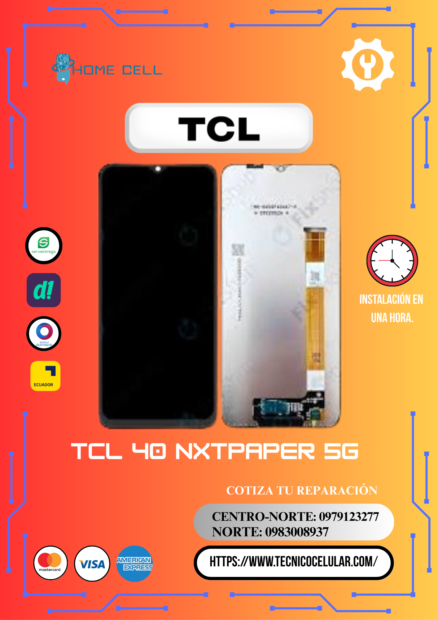 DISPLAY Touch ORIGINAL TCL 40 NXTPAPER 5G PANTALLA COMPLETA CELULAR