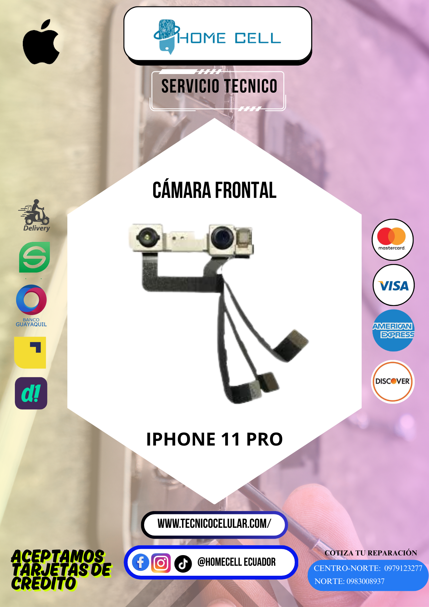 CÁMARA FRONTAL APPLE - ORIGINAL -  IPHONE 11 PRO