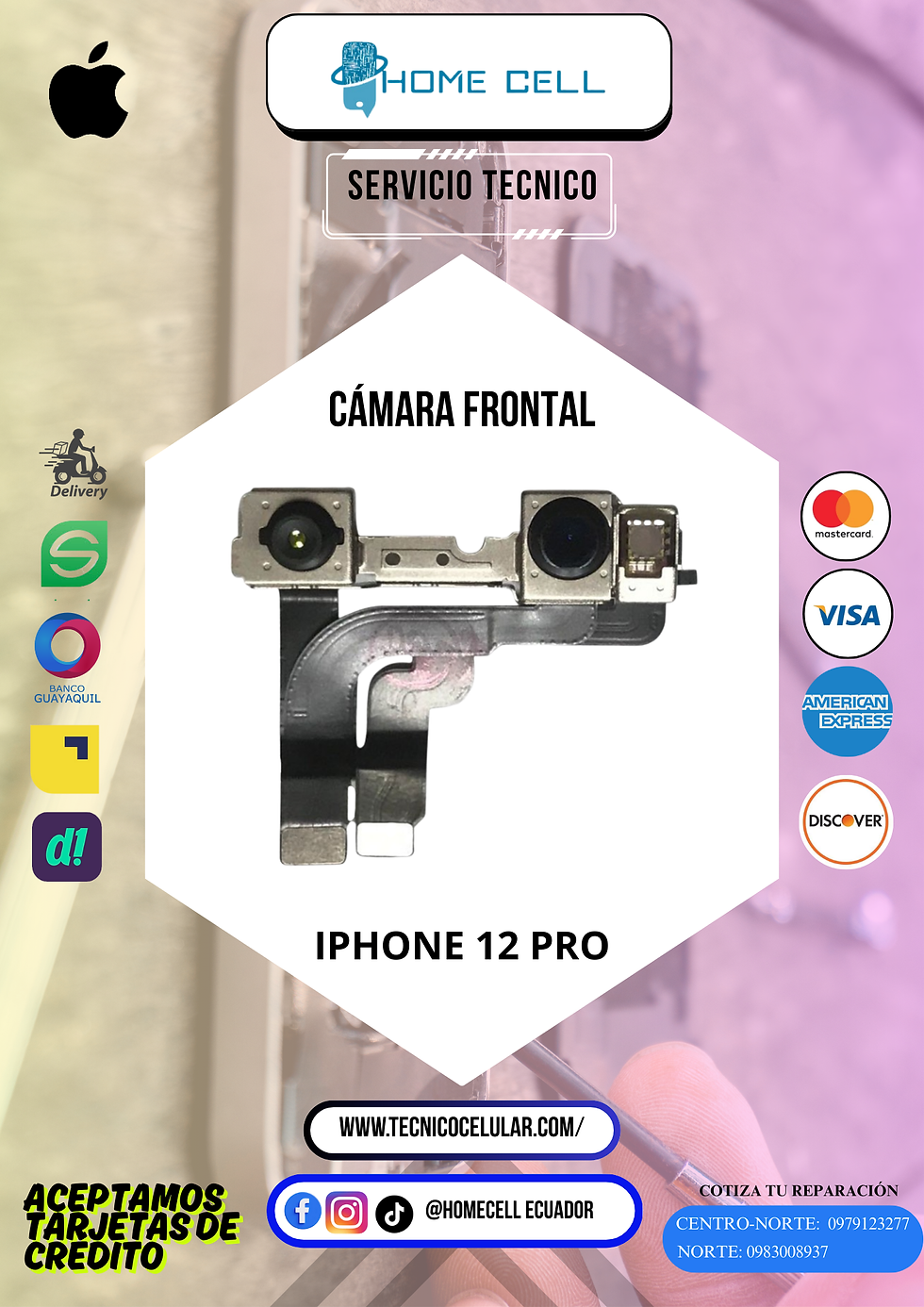 CÁMARA FRONTAL APPLE - ORIGINAL - IPHONE 12 PRO