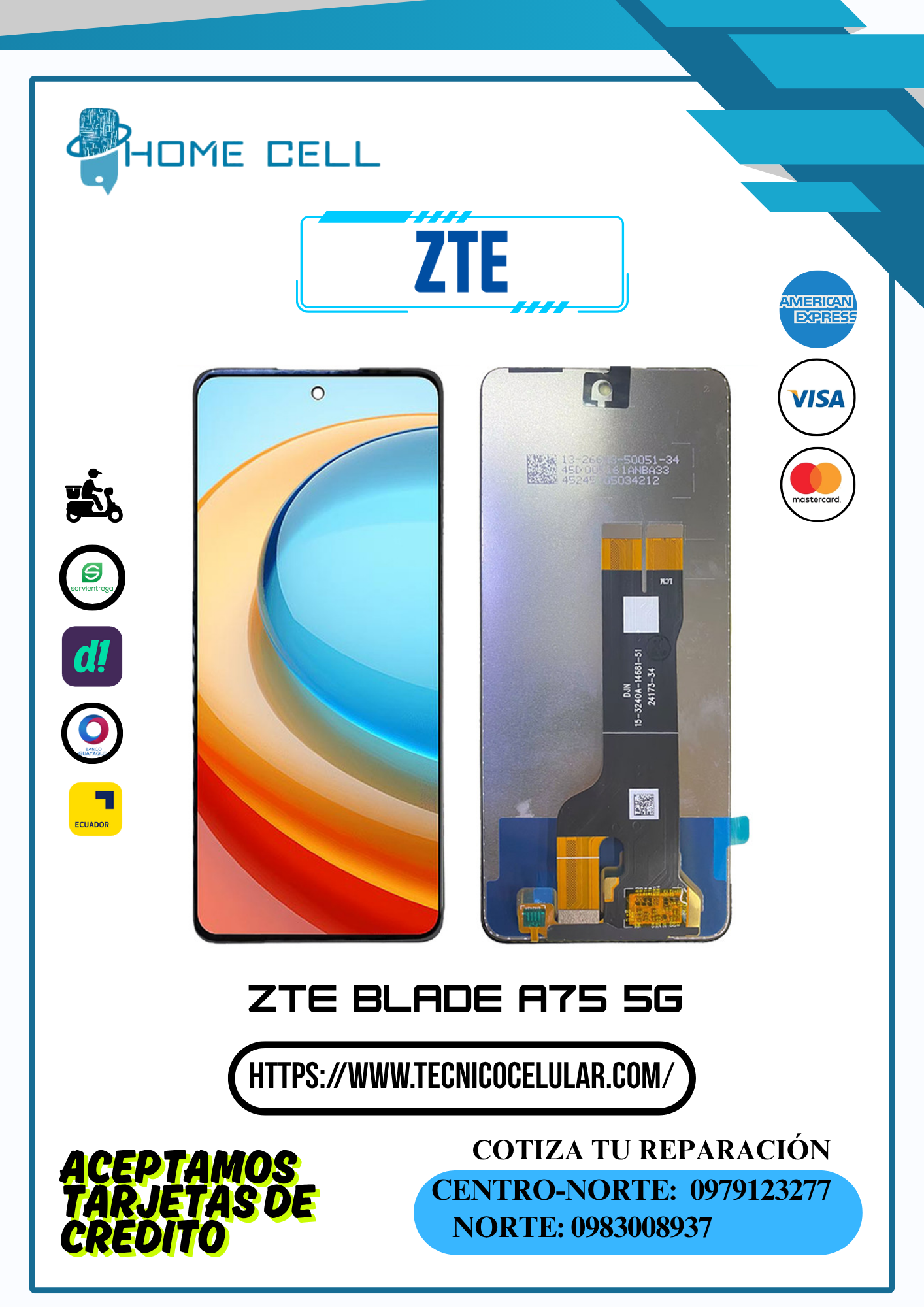DISPLAY Touch ORIGINAL ZTE BLADE A75 5G PANTALLA Completa Celular