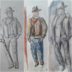 Sériede Louis, fusain pastel gouache