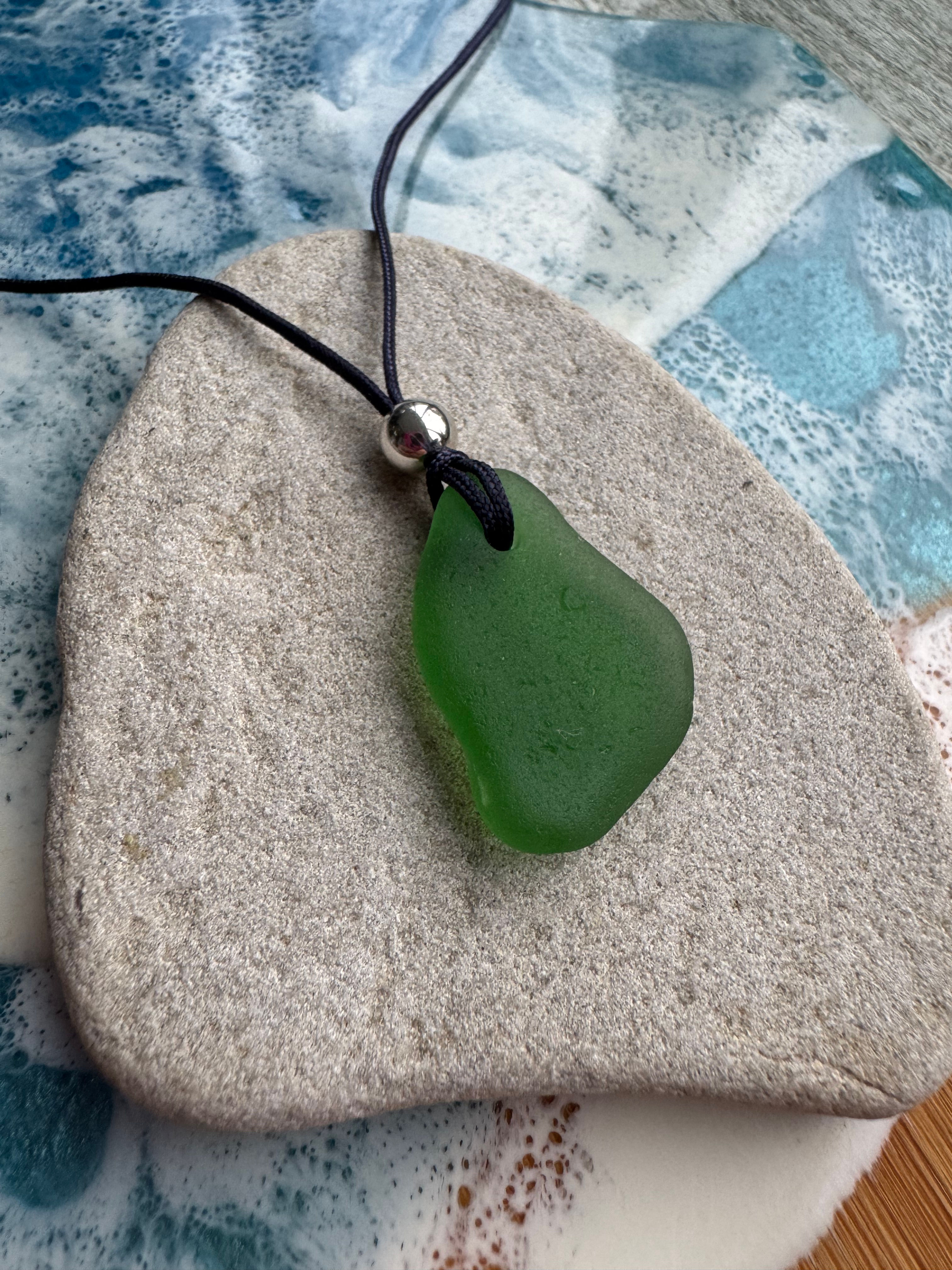 Corded seaglass necklace