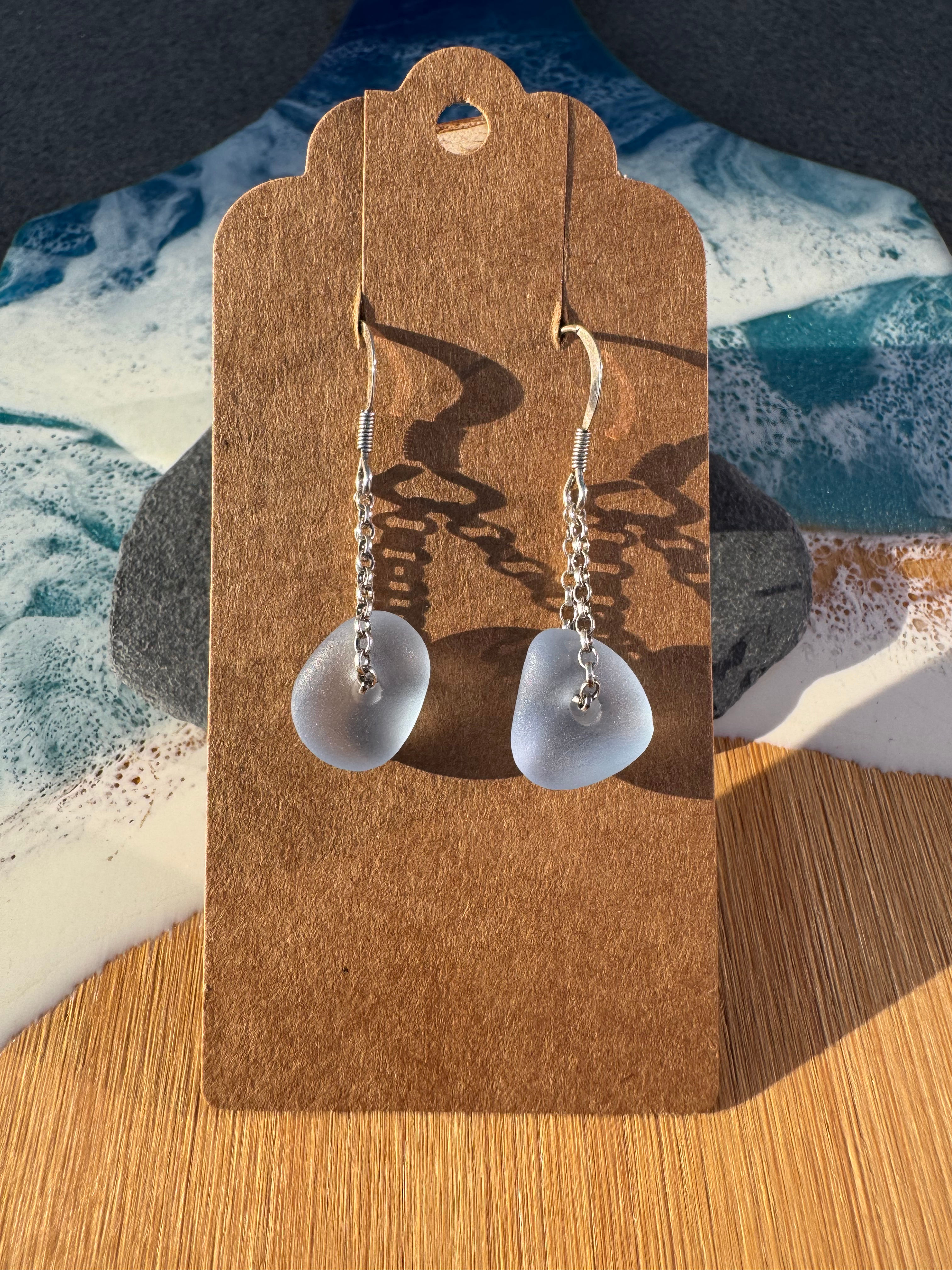Seaglass chain drop earrings 