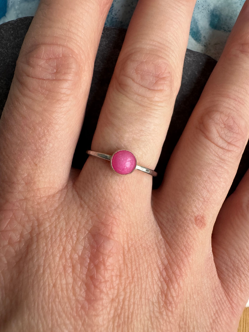 Thumbnail: Pink jade ring, size N