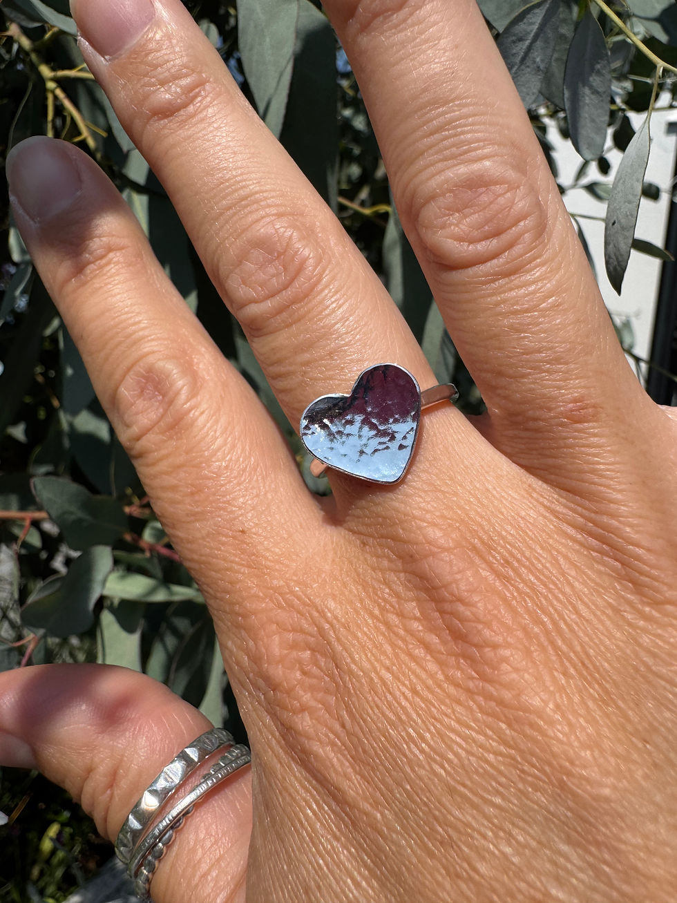 Thumbnail: Sterling silver Heart Ring, size P 3/4