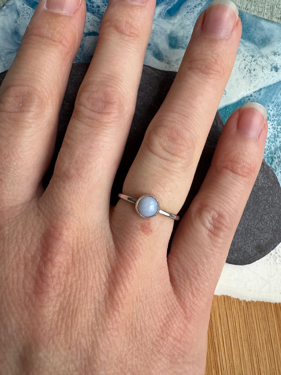 Thumbnail: Small blue lace agate ring, size L 1/2