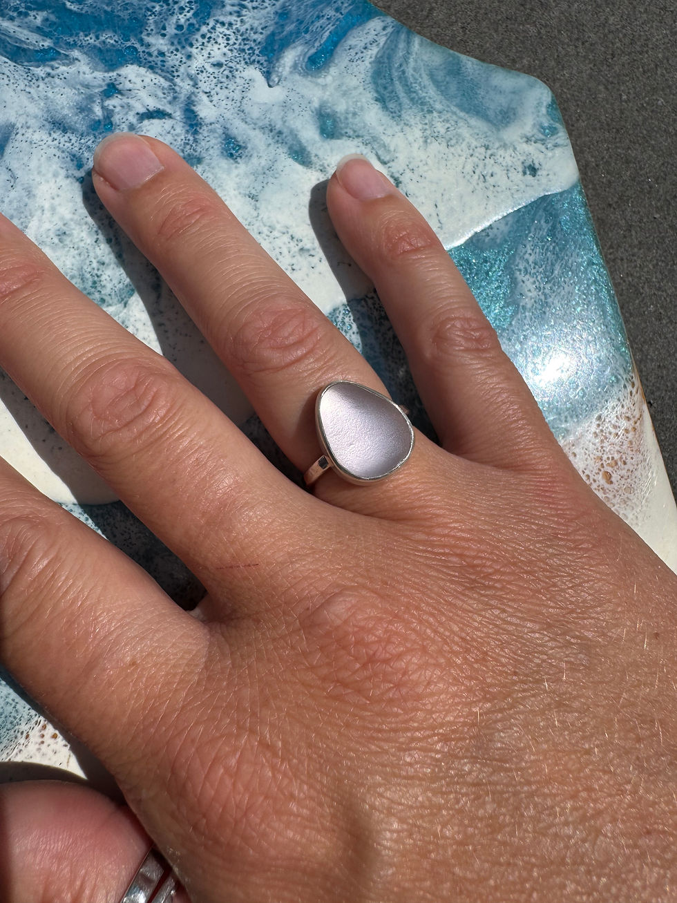 Thumbnail: Light pink seaglass ring, size L 3/4