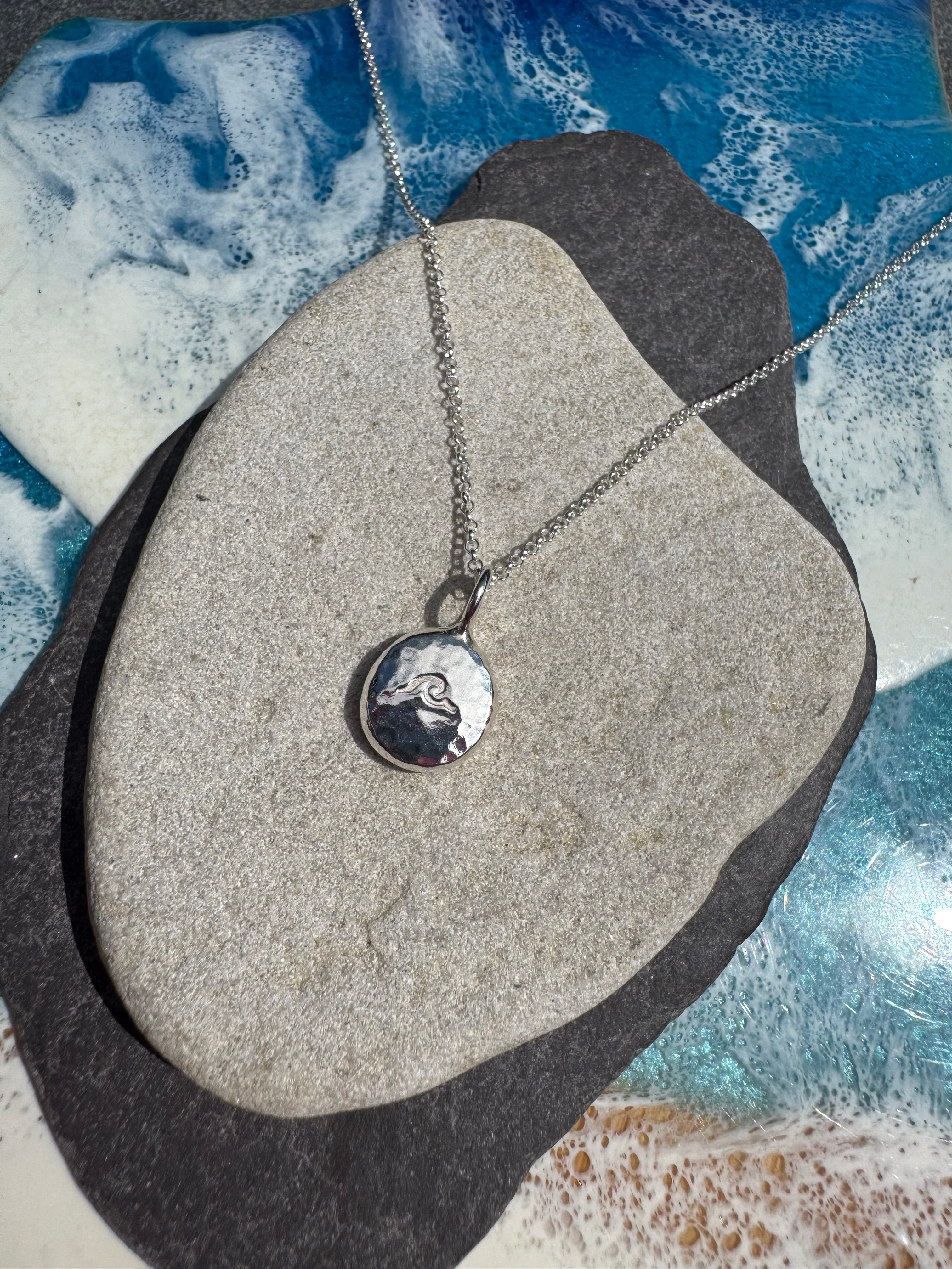 Wave pebble pendant