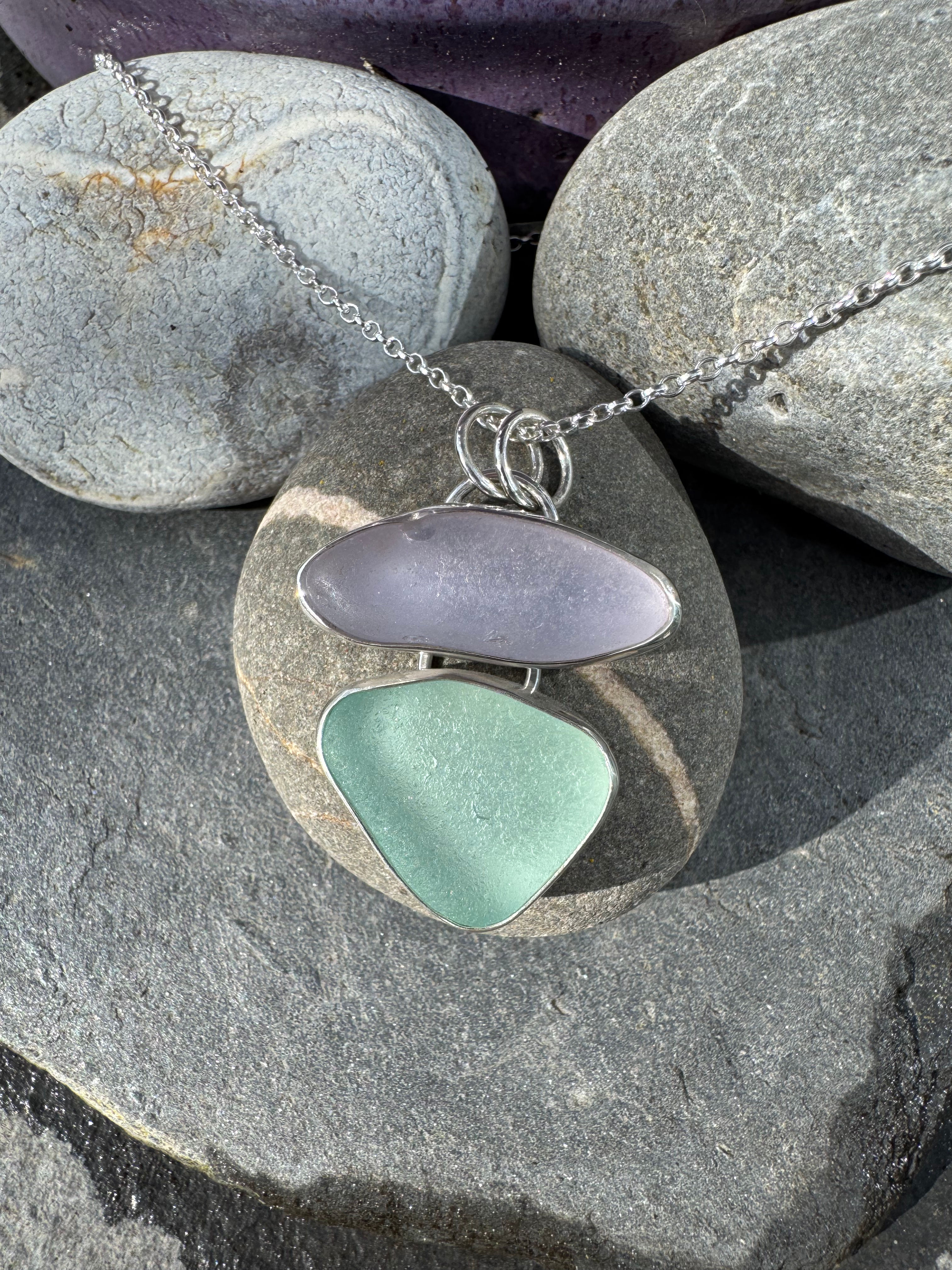 Double set seaglass necklace. 