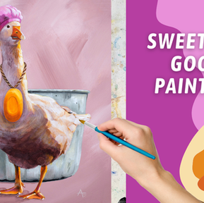 FUN Goose Bath Acrylic Painting! Whimsical Goose Painting! How to Paint a Goose! Playing with Values
